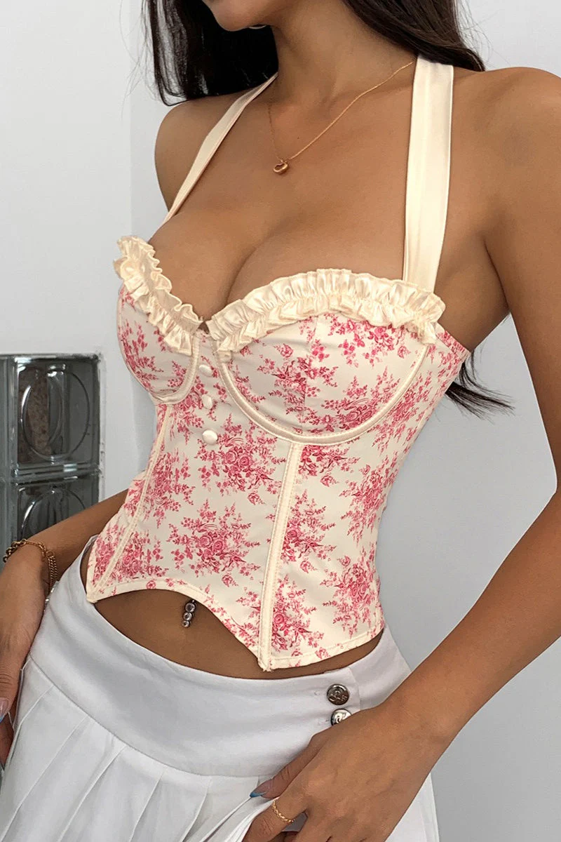 Sexy Ruffle Print Halter Bustier  Halter Top - Image 8