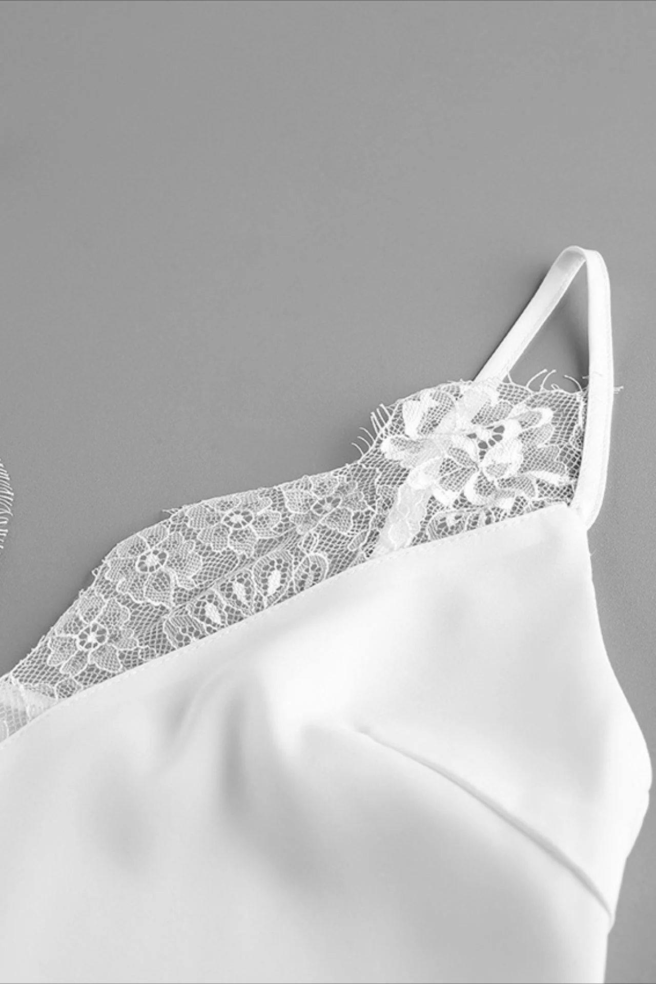 Sexy Satin V Neck Lace Slit Cami Top - Image 5