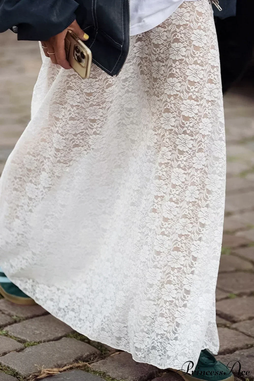 Sexy Sheer Floral Jacquard Long Skirt - Image 2
