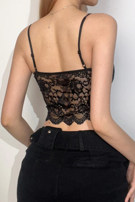 Sexy Sheer Lace Ruffle Butterfly Cami Top - Image 4