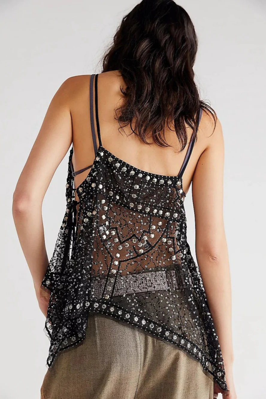 Sexy Sheer Trendy Rhinestone Cami Top - Image 6