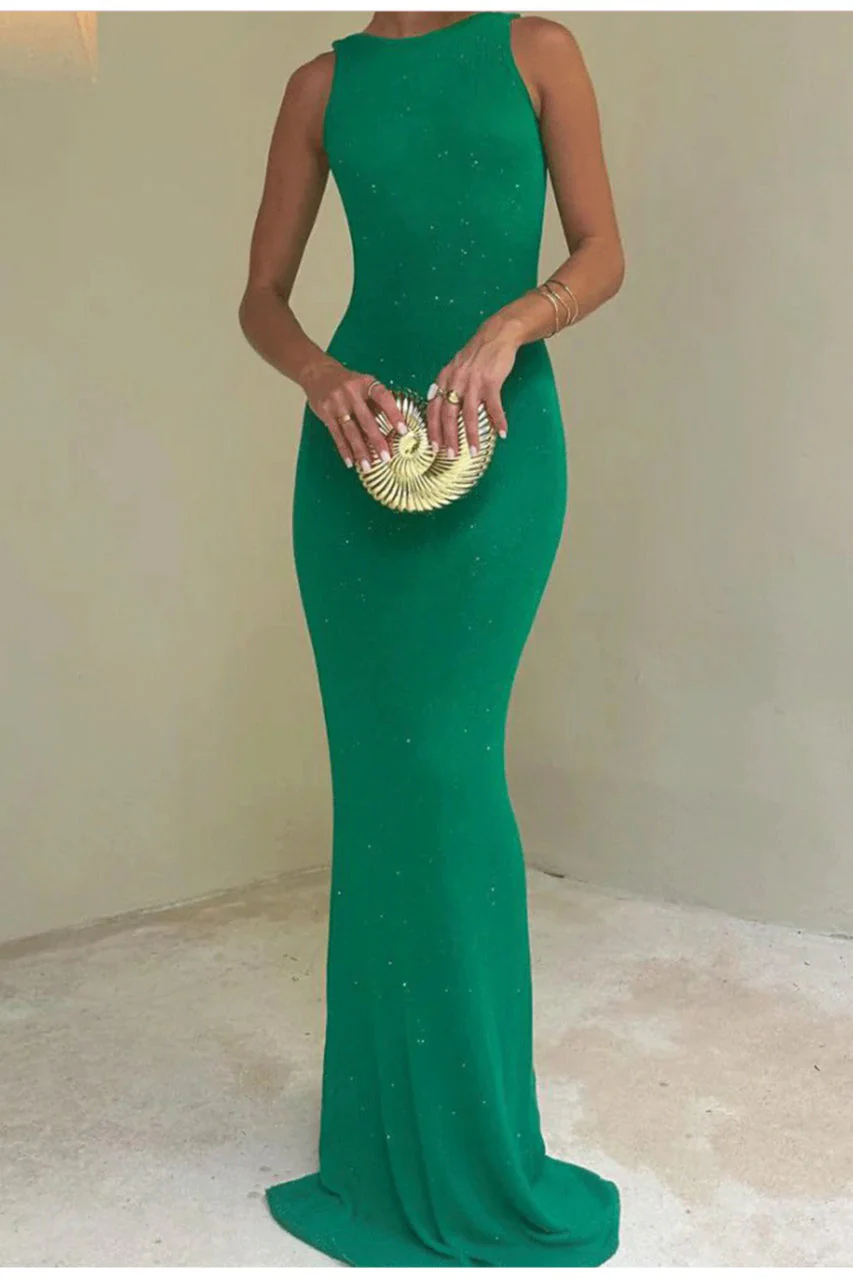 Sexy Shiny Sleeveless Backless Slim Maxi Dress - Image 11