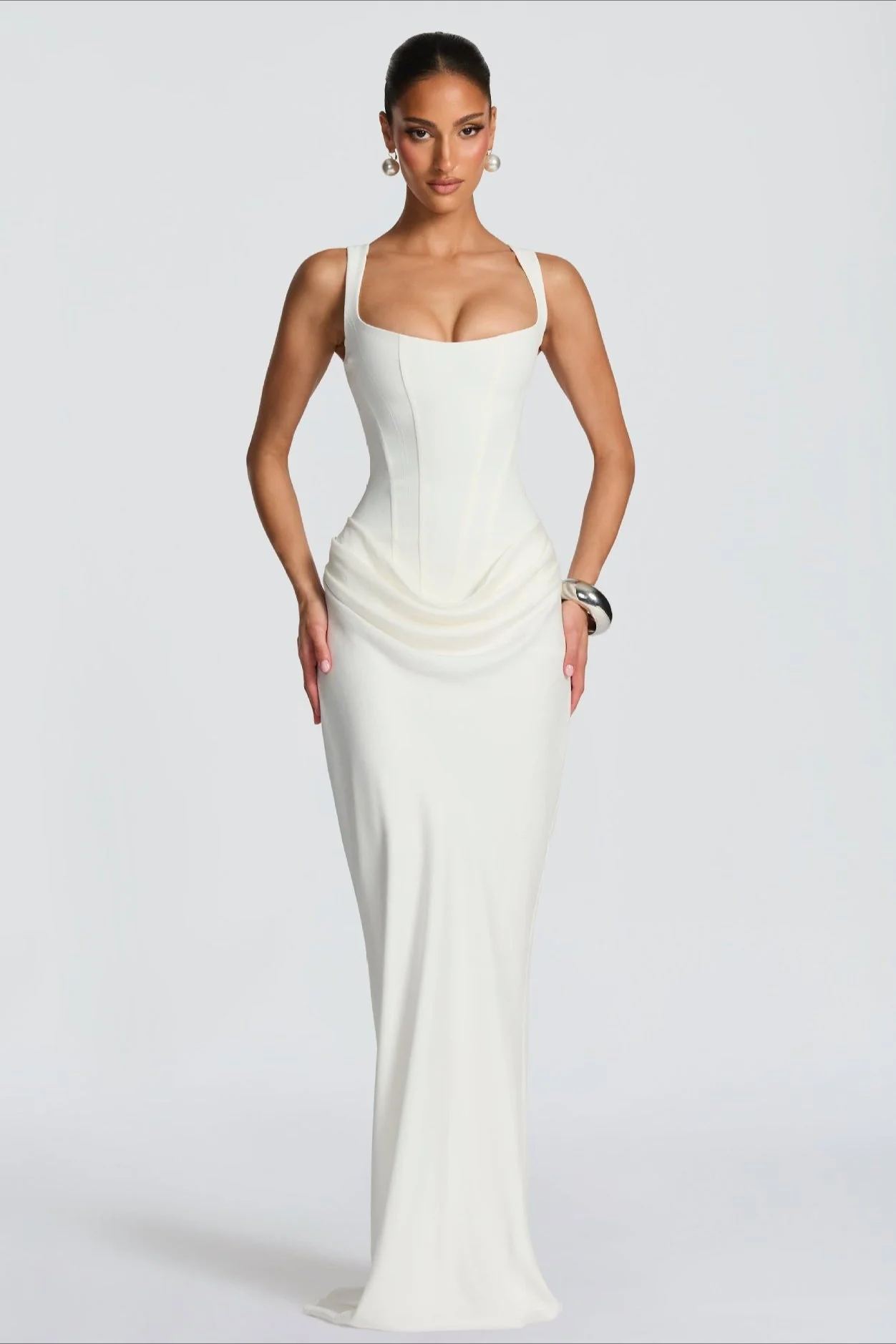 Sexy Slim Cami Solid Tie Back Reception Dress - Image 3
