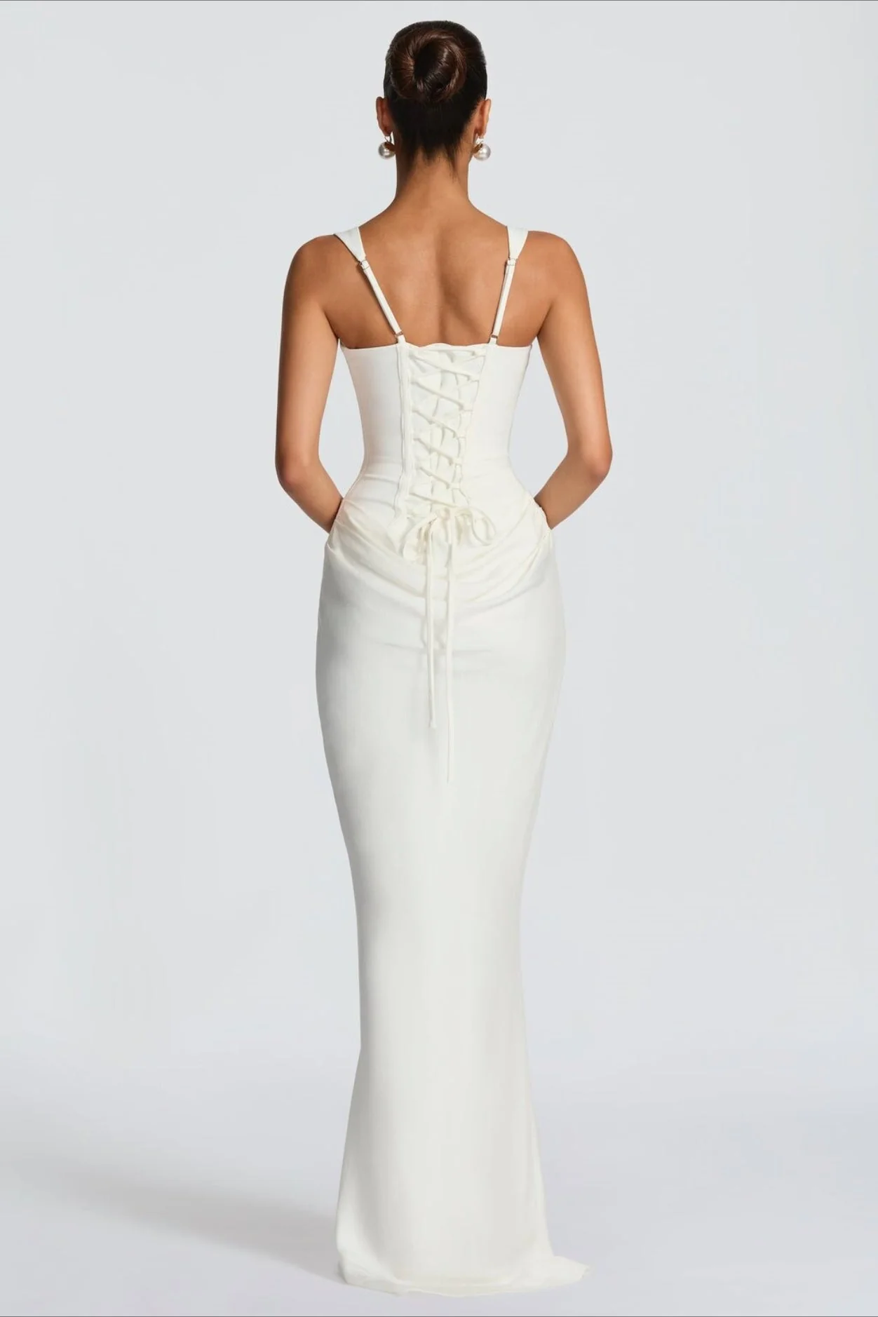 Sexy Slim Cami Solid Tie Back Reception Dress - Image 4
