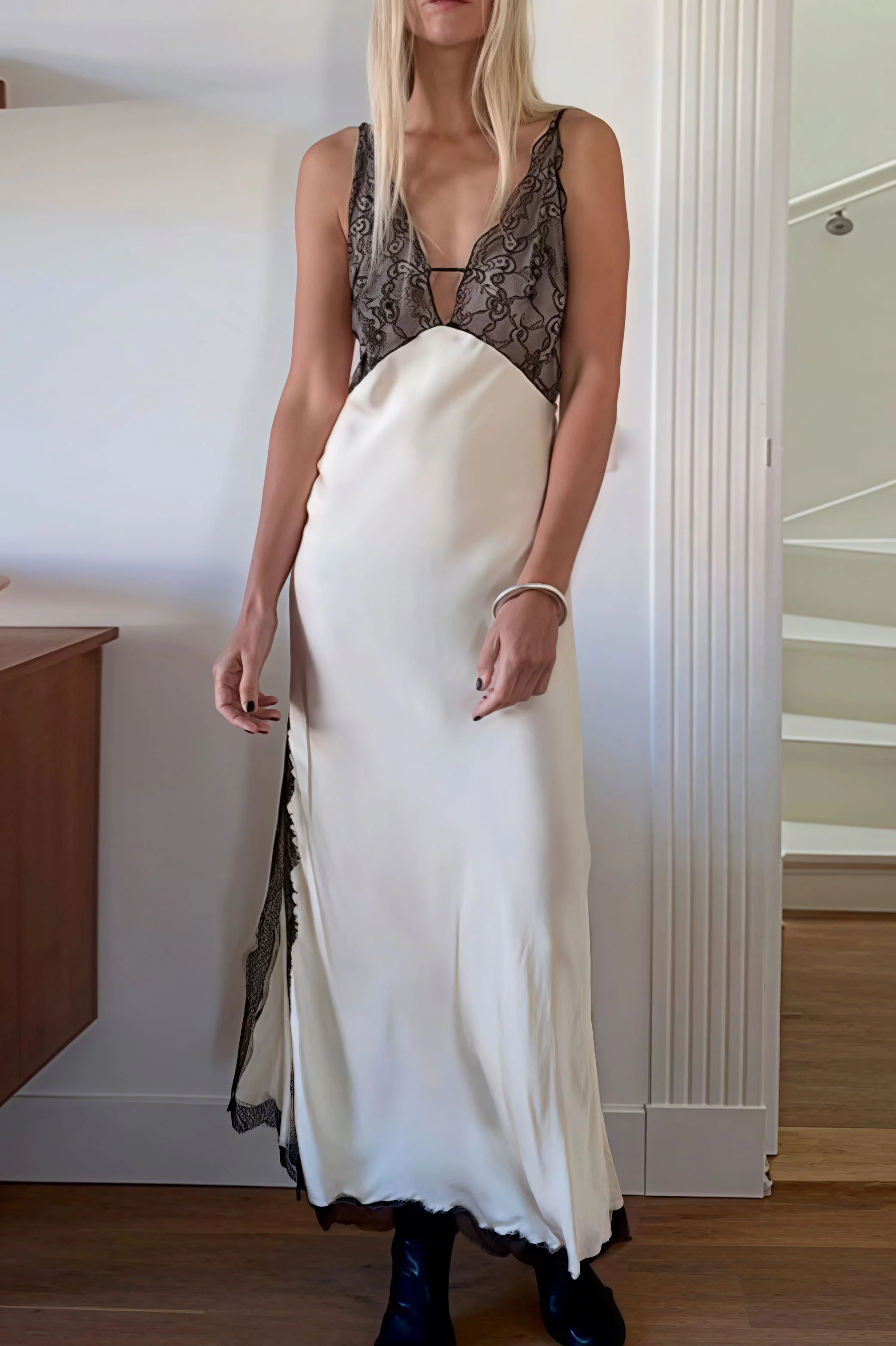 Sexy Slim Lace Patchwork Backless Satin Maxi Dress - Image 8