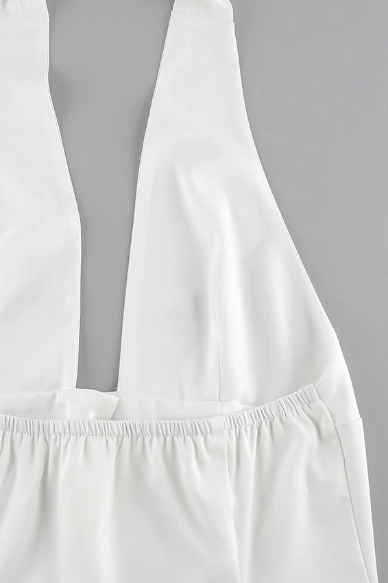 Sexy Solid Button Down Deep V Halter Top - Image 6