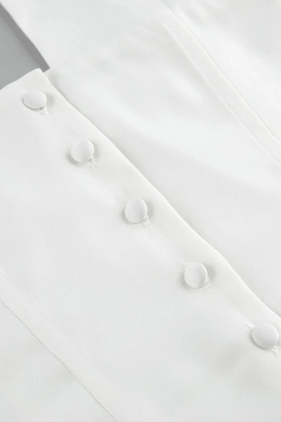 Sexy Solid Button Down Deep V Halter Top - Image 7