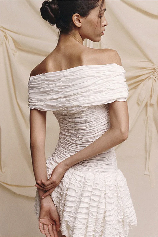 Sexy Solid Off Shoulder Backless Bodycon Mini Dress - Image 5