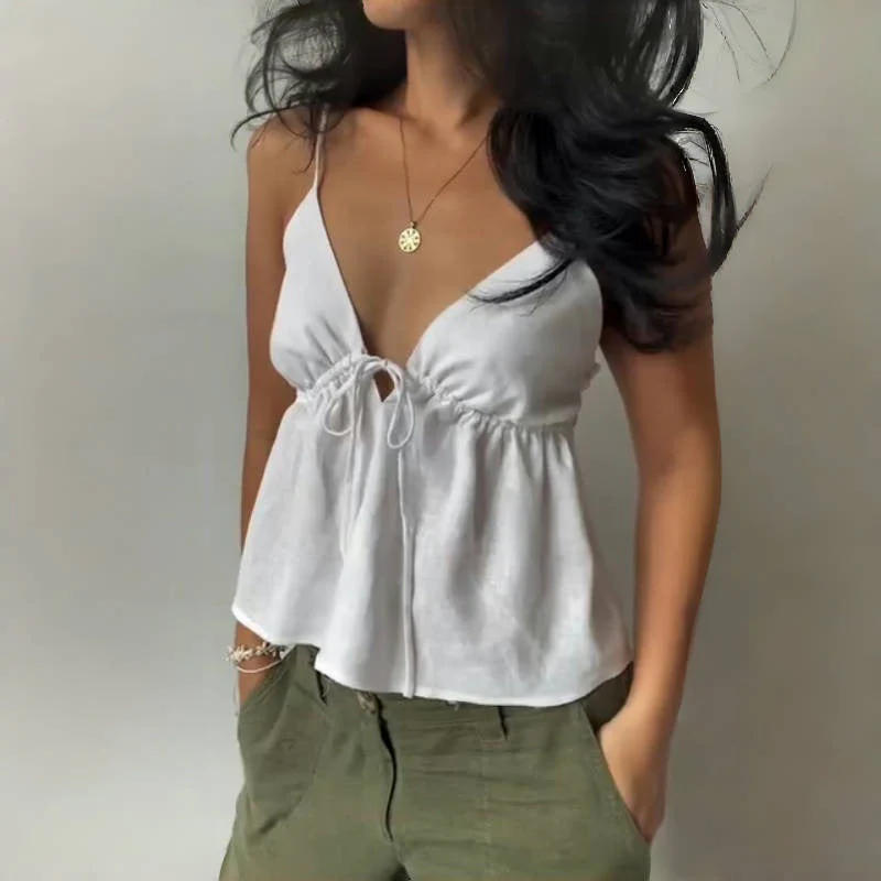 Sexy Solid Slim Tie Cami Top - Image 10