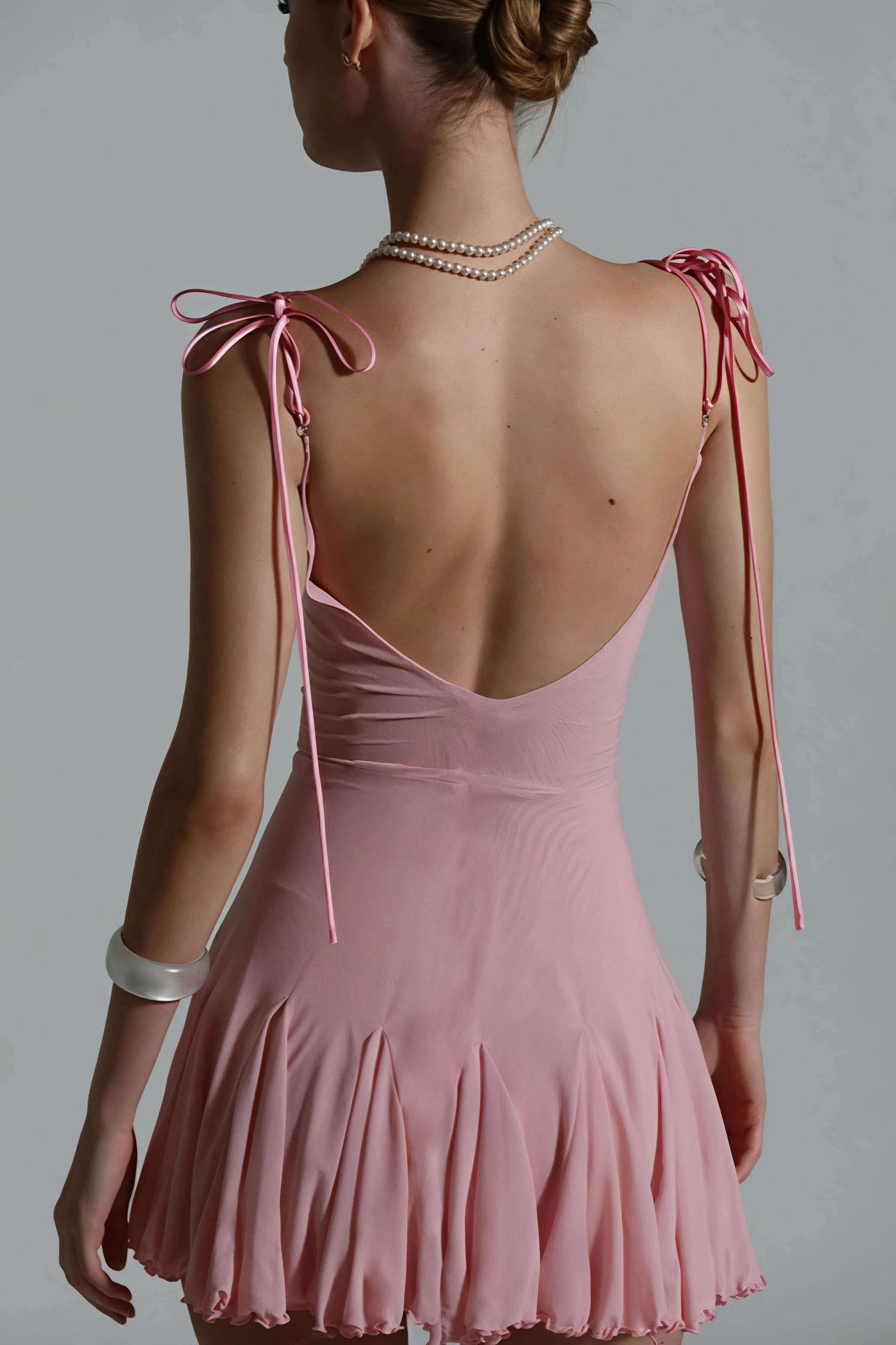 Sexy Solid V Neck Cami Backless Mini Dress - Image 4
