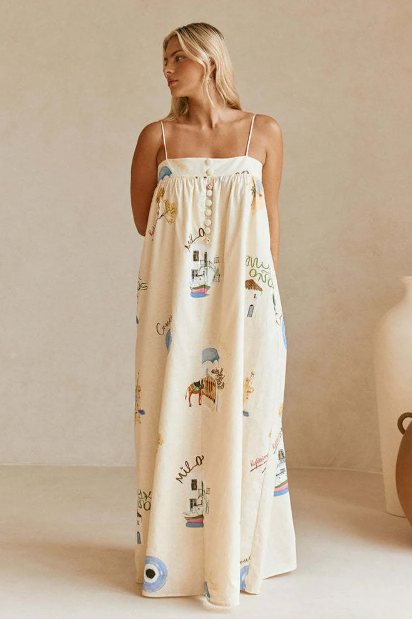 Sexy Spaghetti Strap Linen Vacation Maxi Dress - Image 4