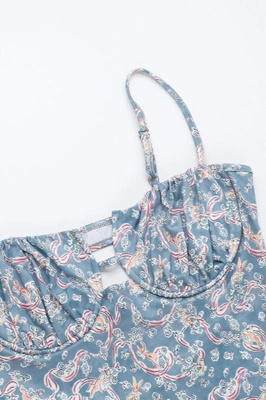Sexy Spaghetti Strap Paisley Floral Bodycon Maxi Dress - Image 6