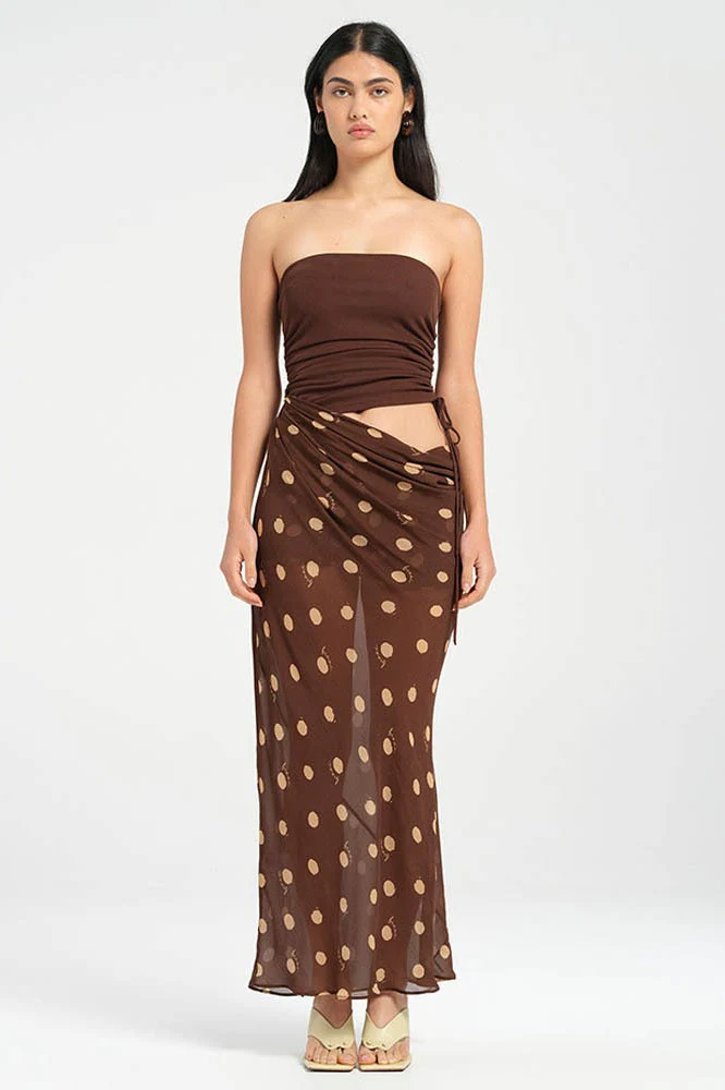 Sexy Strapless Polka Dot Patchwork Slim Maxi Dress - Image 6