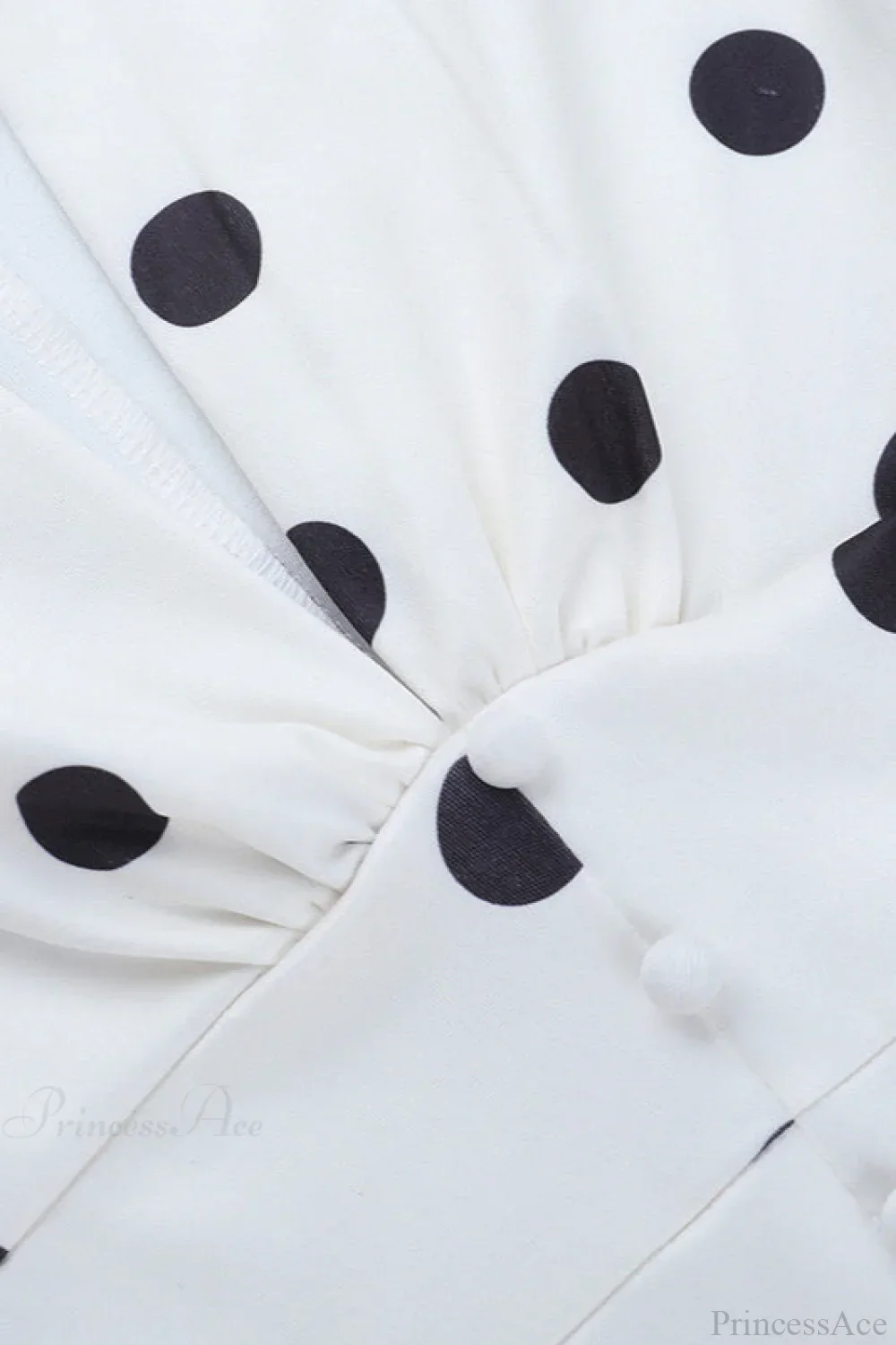 Sexy V Neck Polka Dot Lantern Sleeve Waist Cinching Fitted Mini Dress - Image 4
