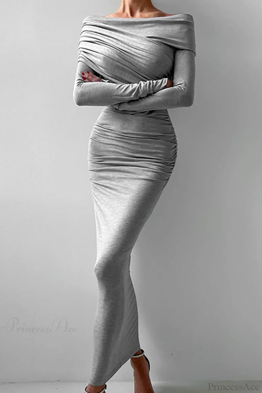 Sheath Off Shoulder Sleek Maxi Dress - Image 2