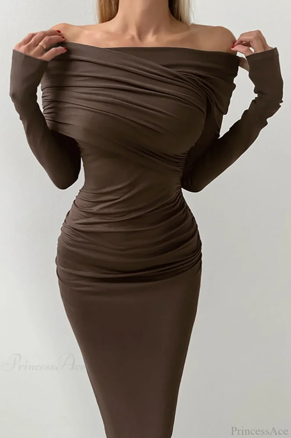 Sheath Off Shoulder Sleek Maxi Dress - Image 4