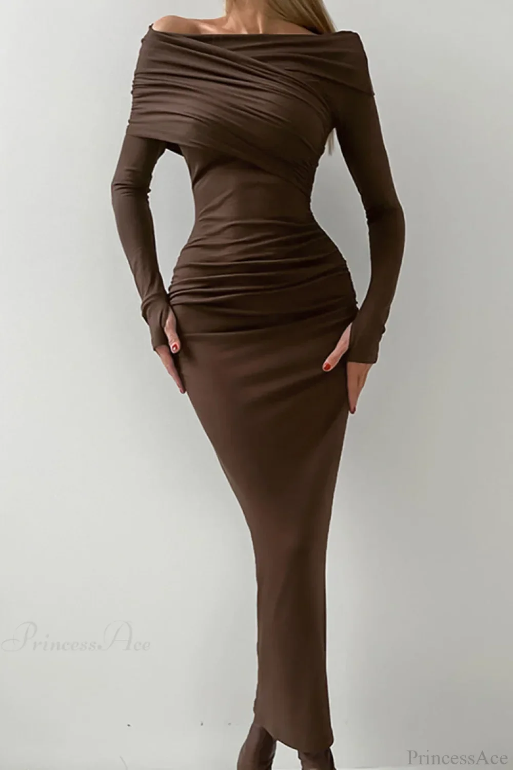 Sheath Off Shoulder Sleek Maxi Dress - Image 5