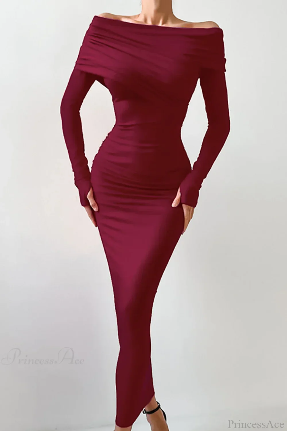 Sheath Off Shoulder Sleek Maxi Dress - Image 7