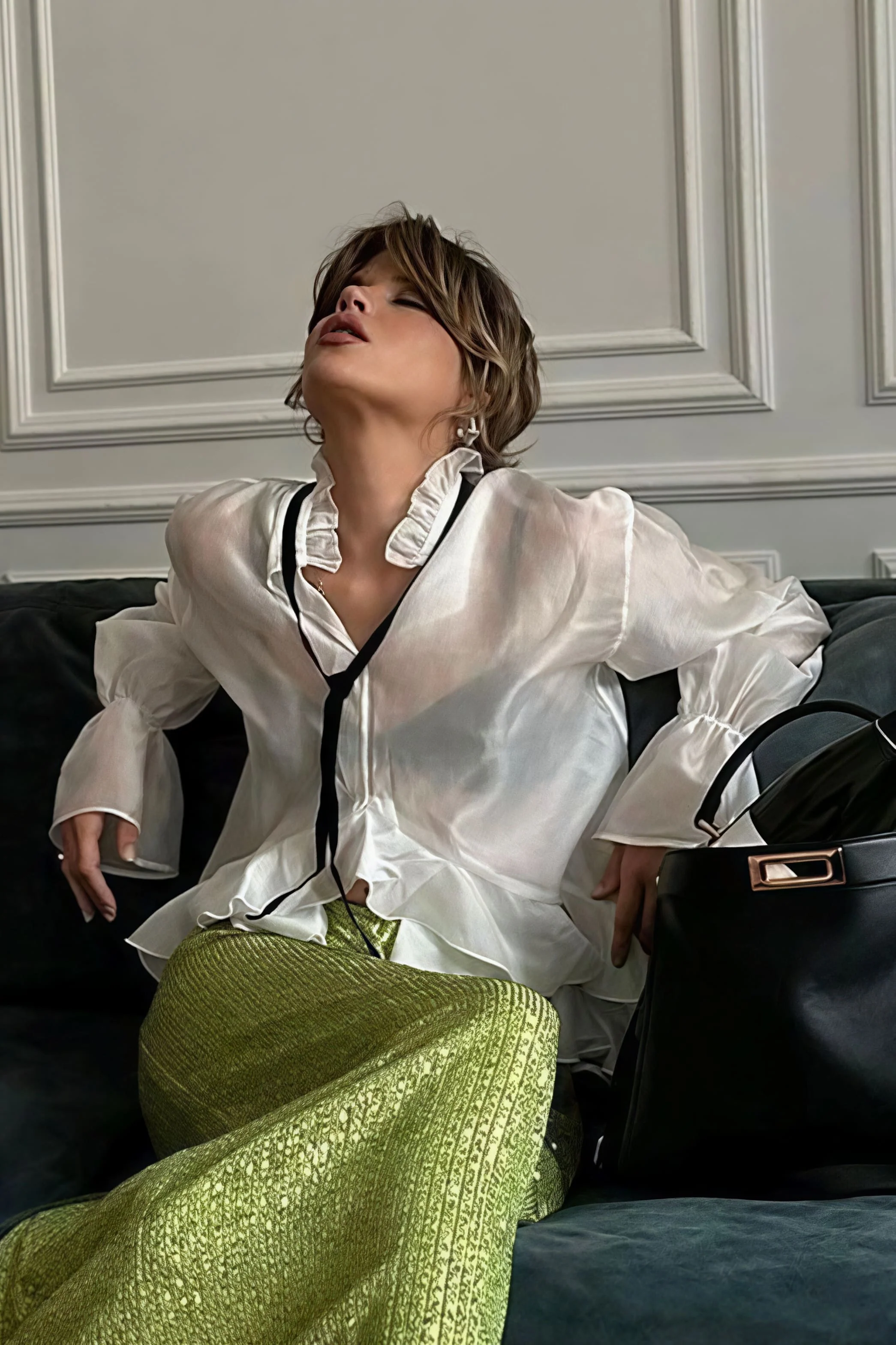 Sheer Flare Sleeve Chic Sexy Blouse - Image 3
