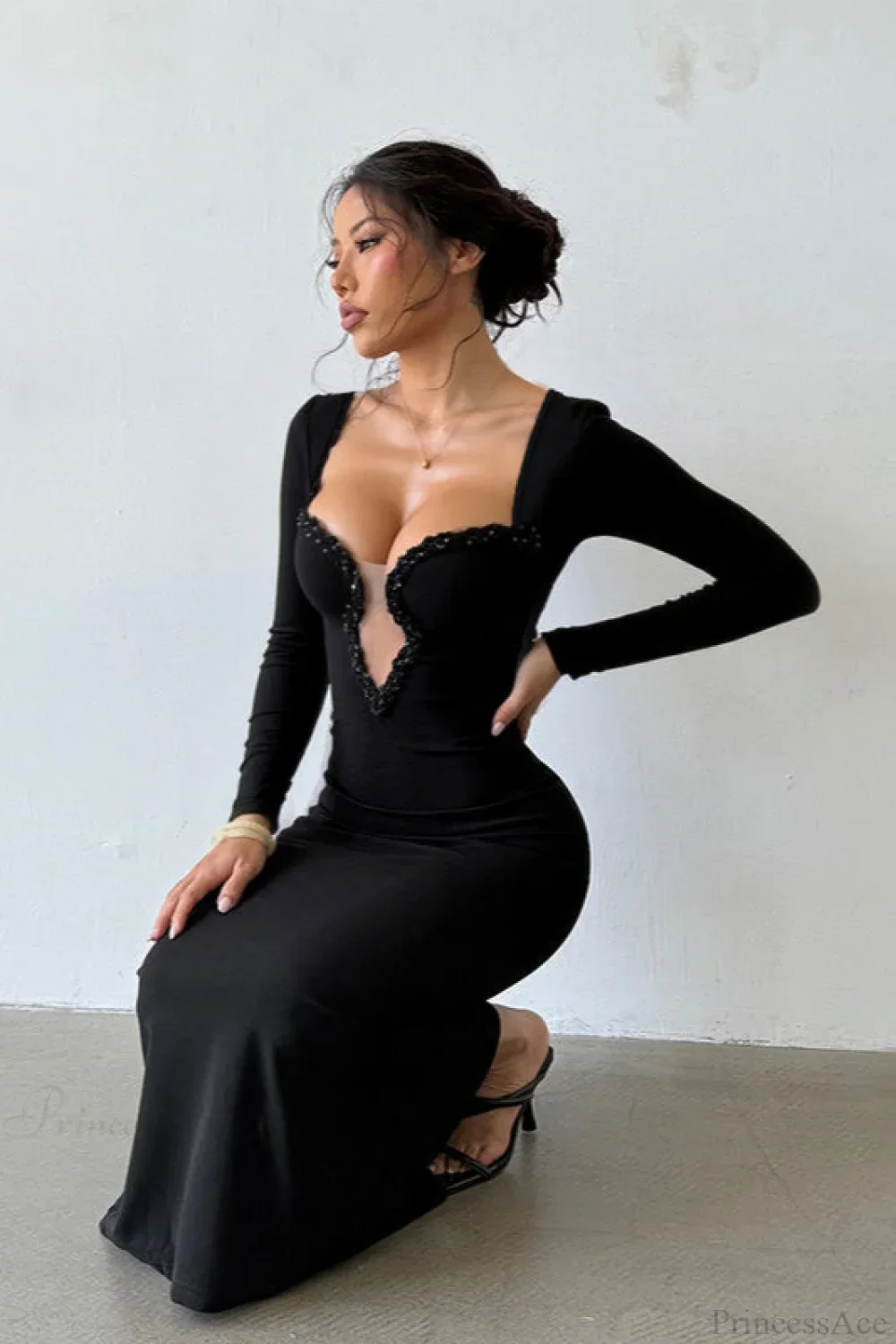 Shimmer Tight Mermaid Fitted Maxi Party Dress - Image 3