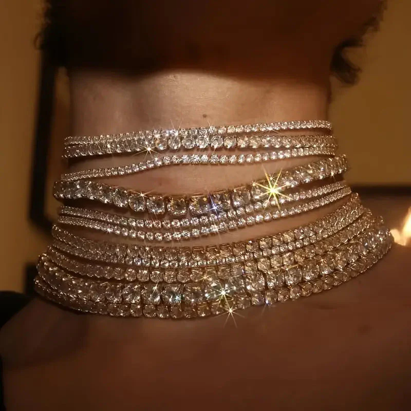 Shiny Multi Row Rhinestone Eco NeckLace - Image 2