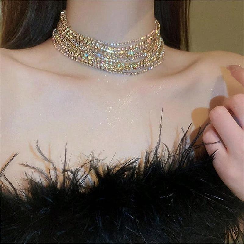 Shiny Multi Row Rhinestone Eco NeckLace - Image 3