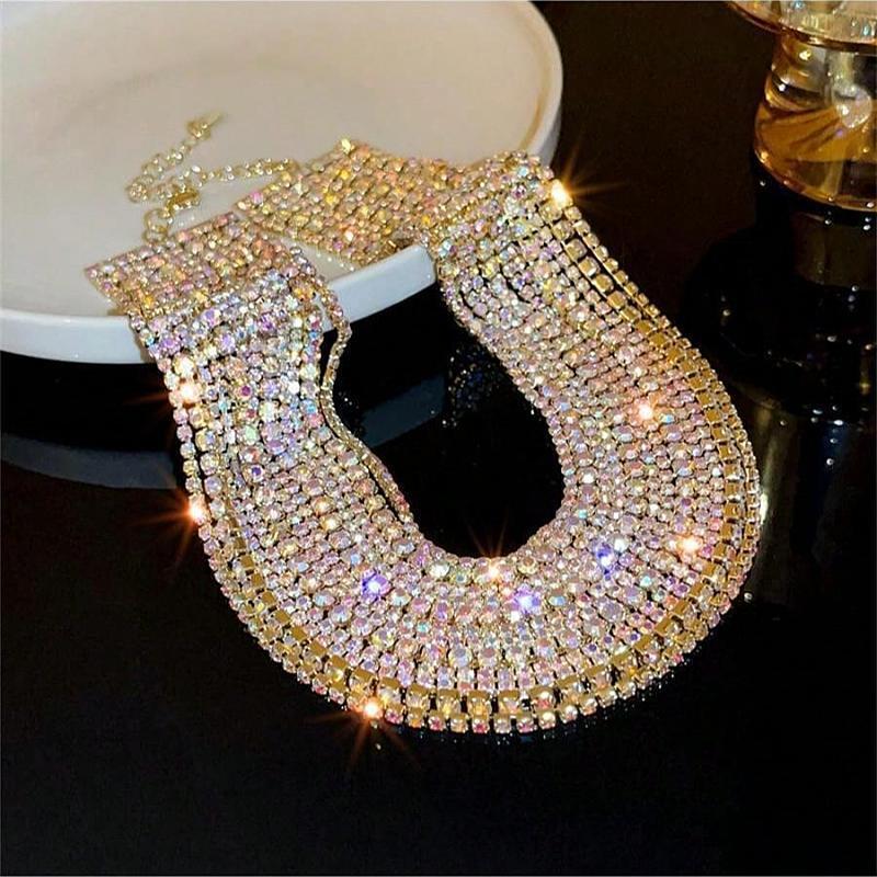 Shiny Multi Row Rhinestone Eco NeckLace - Image 5