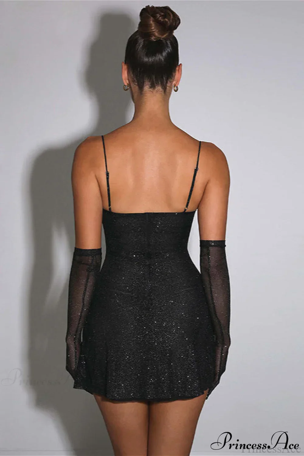 Shiny Slim Spaghetti Strap Slit Party Dress - Image 4