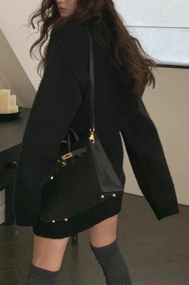 Short Fitted Knit Round Neck Slim Two Piece Set - Image 8