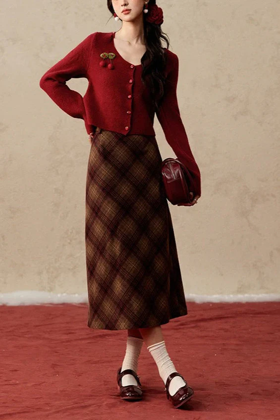Short Knit Cherry Detail Cardigan - Image 2