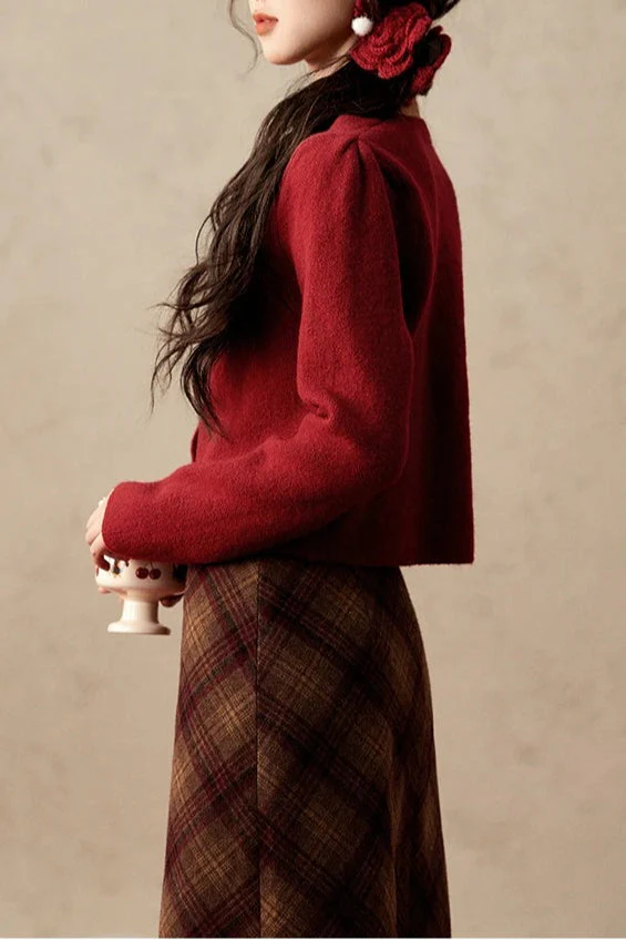 Short Knit Cherry Detail Cardigan - Image 4