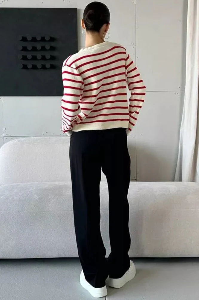 Short Striped Knit Cardigan - Image 3