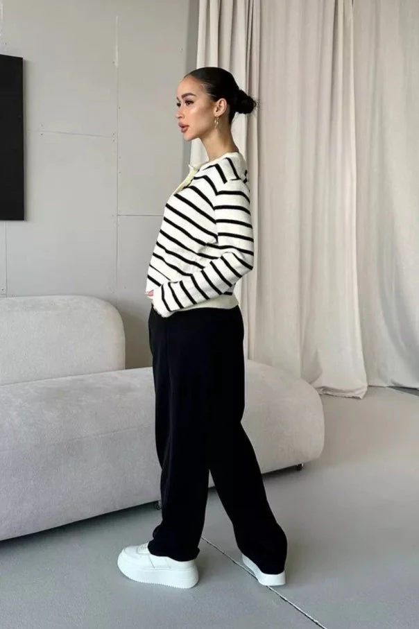Short Striped Knit Cardigan - Image 6
