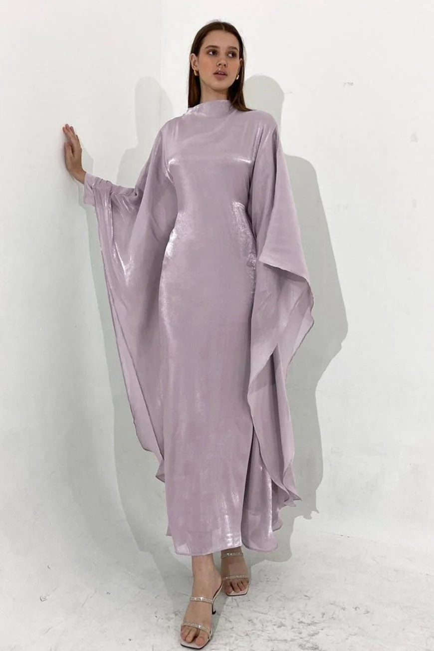 Silky Flowy Loose Robe Style Midi Dress - Image 2