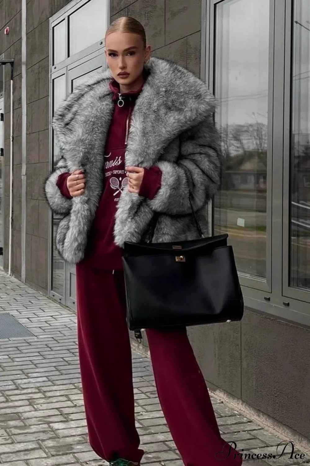 Silver Fox Faux Fur Short Lazy Coat - Image 2