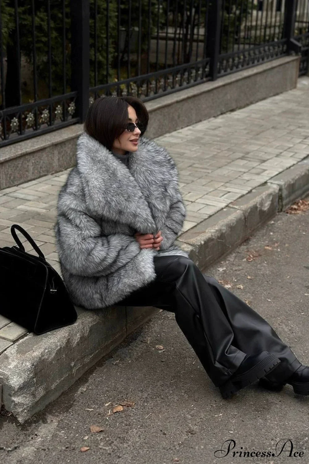 Silver Fox Faux Fur Short Lazy Coat - Image 3