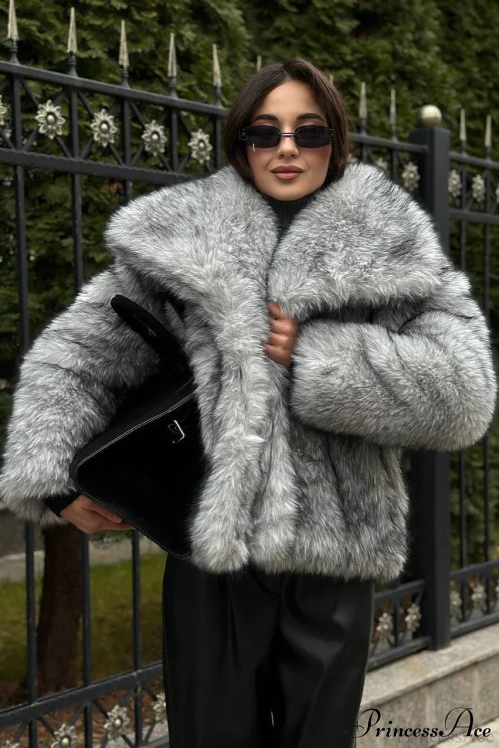 Silver Fox Faux Fur Short Lazy Coat - Image 6