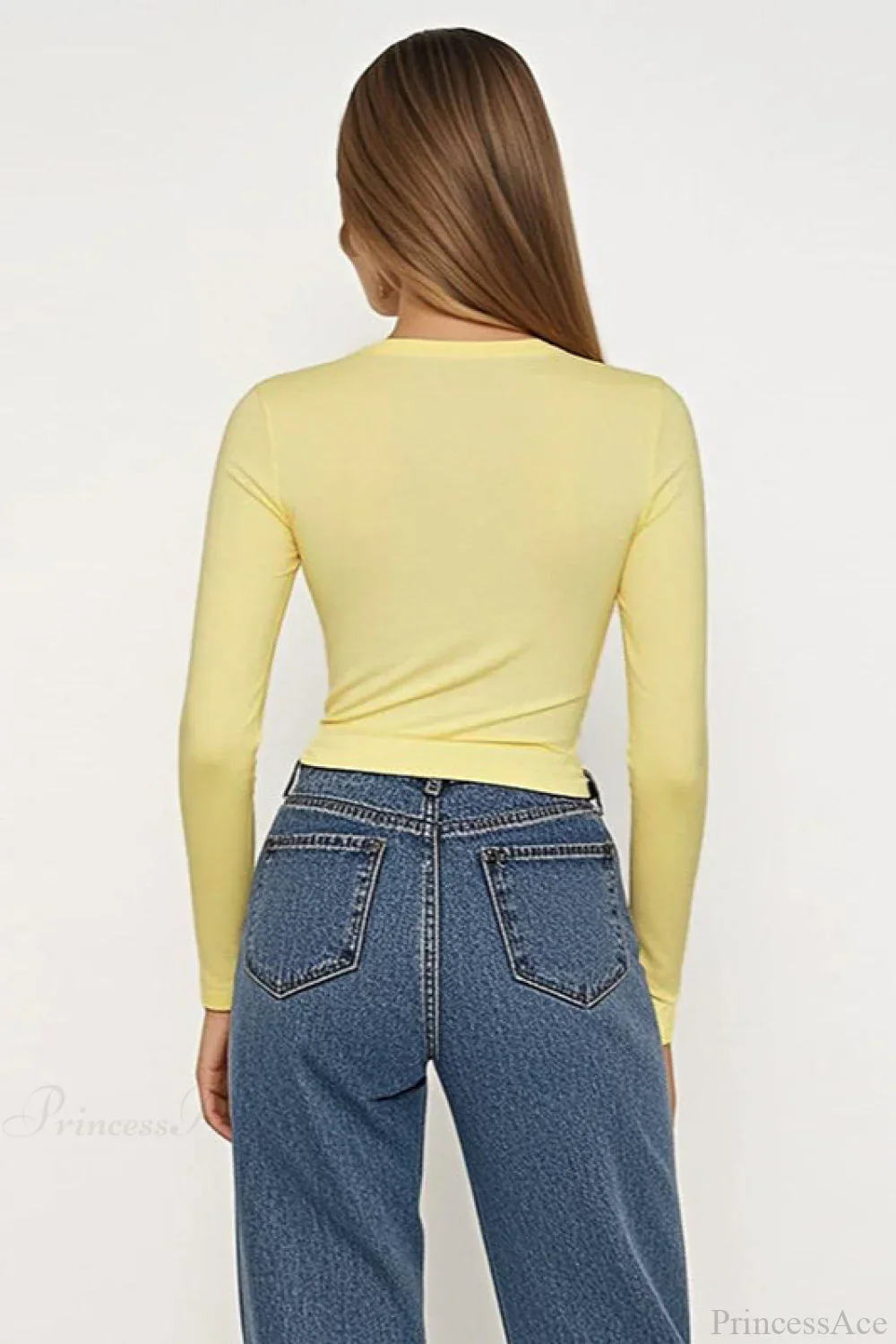Simple Button Detail Long Sleeve Tee - Image 3