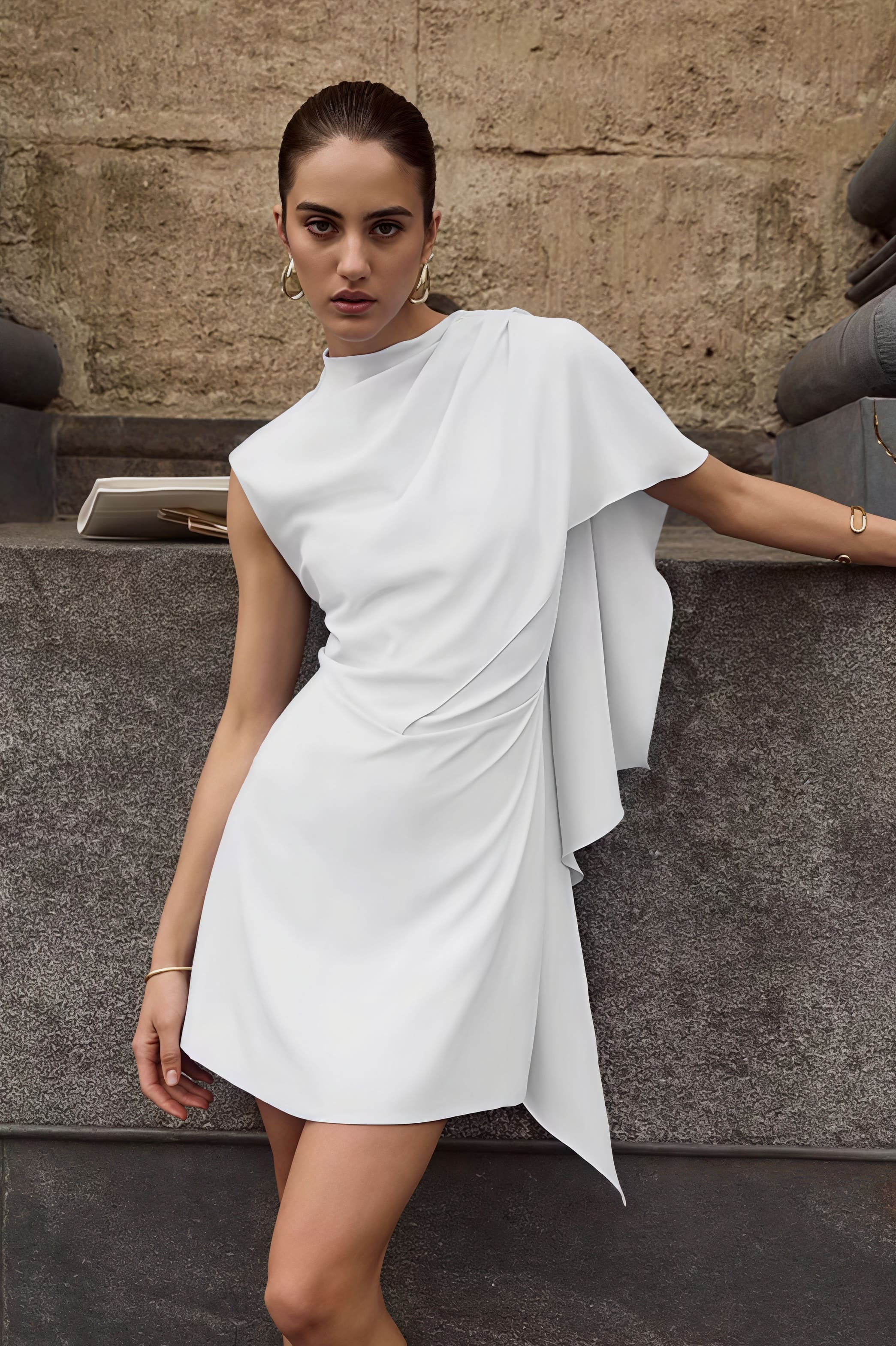 Simple Irregular Sleeveless Waist Mini Dress - Image 2