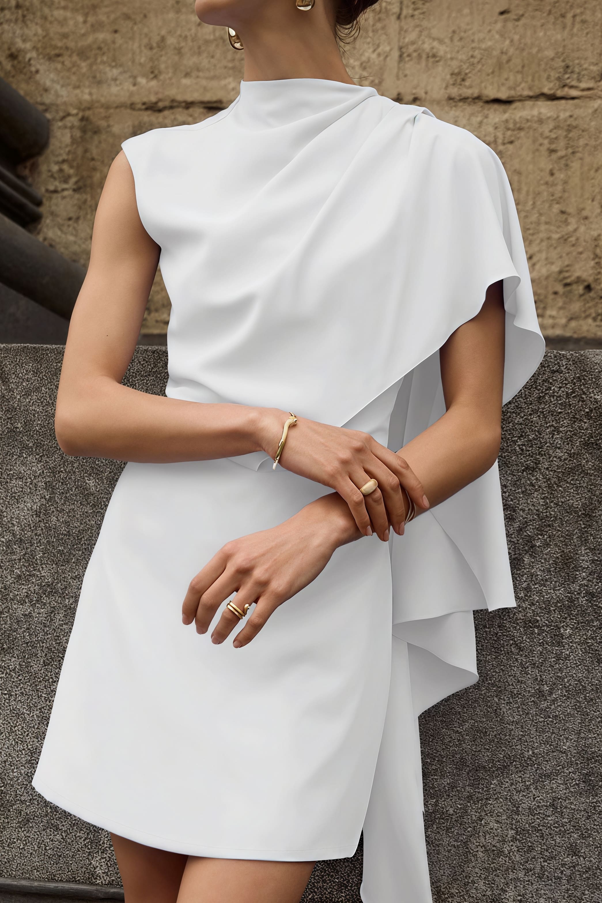 Simple Irregular Sleeveless Waist Mini Dress - Image 3