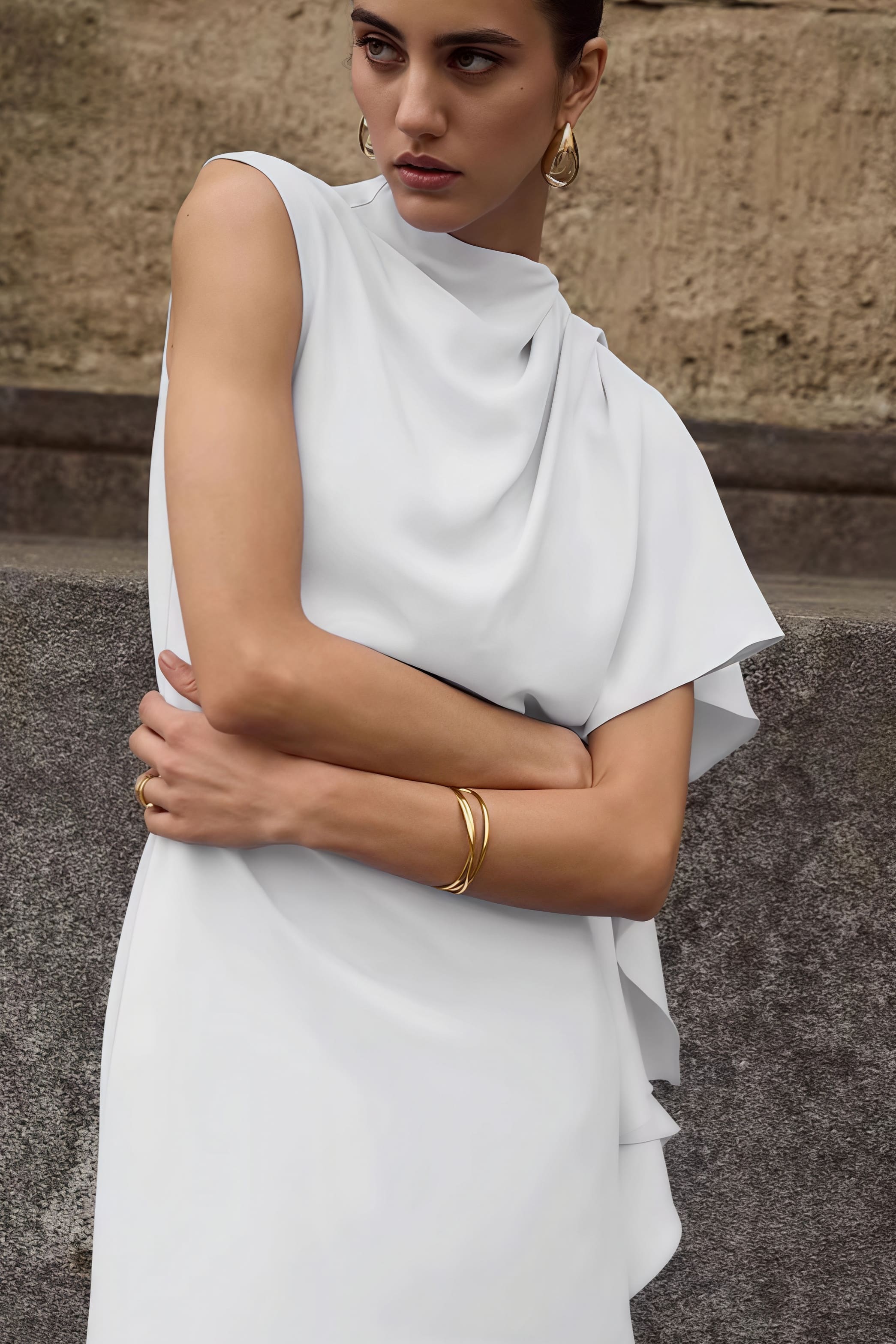 Simple Irregular Sleeveless Waist Mini Dress - Image 6