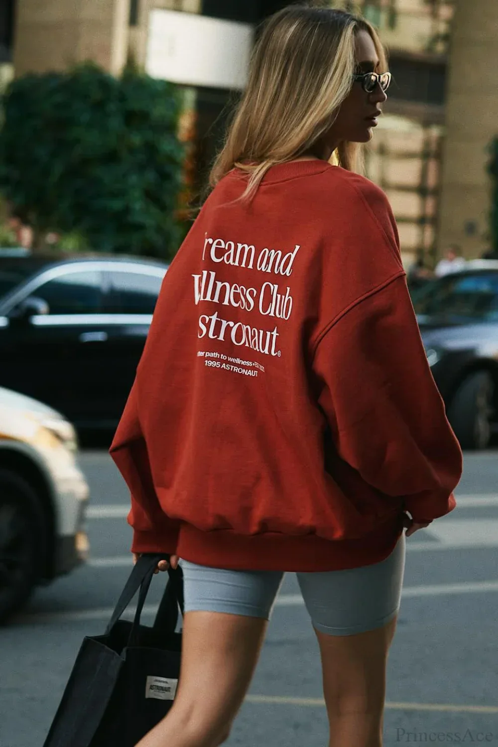 Simple Solid Color Letter Print Crew Loose Sweatshirts - Image 5