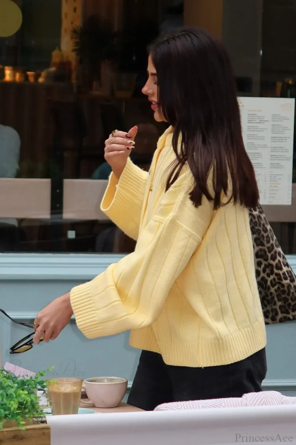 Simple Solid Rib Crewneck Oversized Cardigan Sweater - Image 5