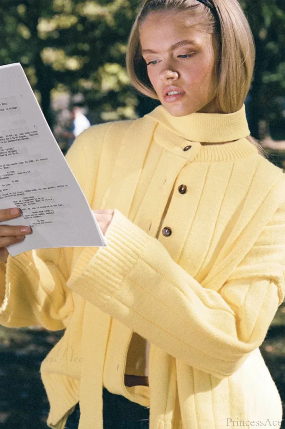 Simple Solid Rib Crewneck Oversized Cardigan Sweater - Image 6