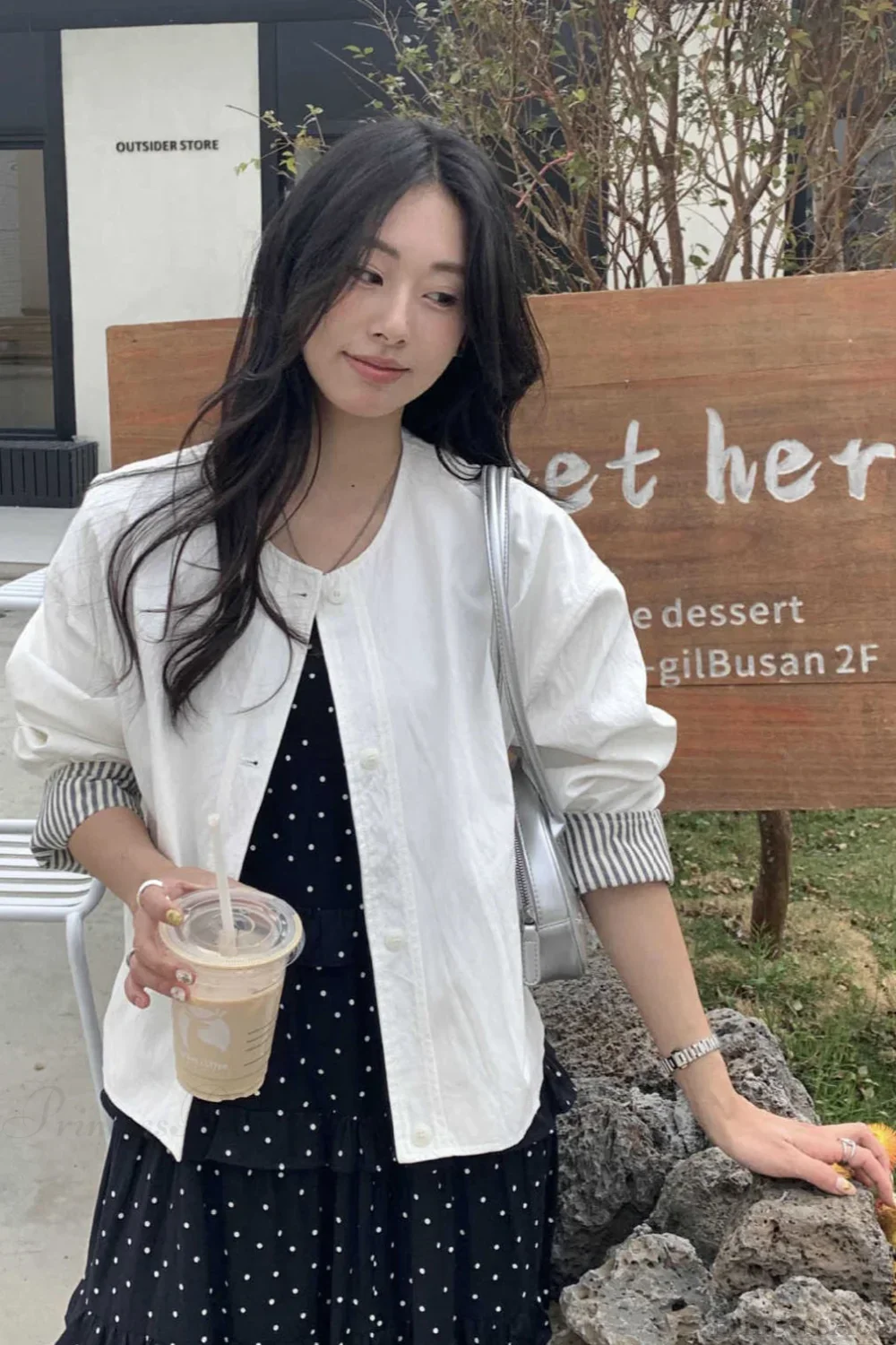 Simple Striped Sleeve Patchwork Casual Jacket - Image 5