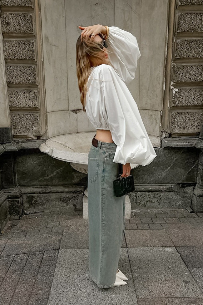 Sleek Drawstring Tie Waist Round Neck Blouse - Image 3