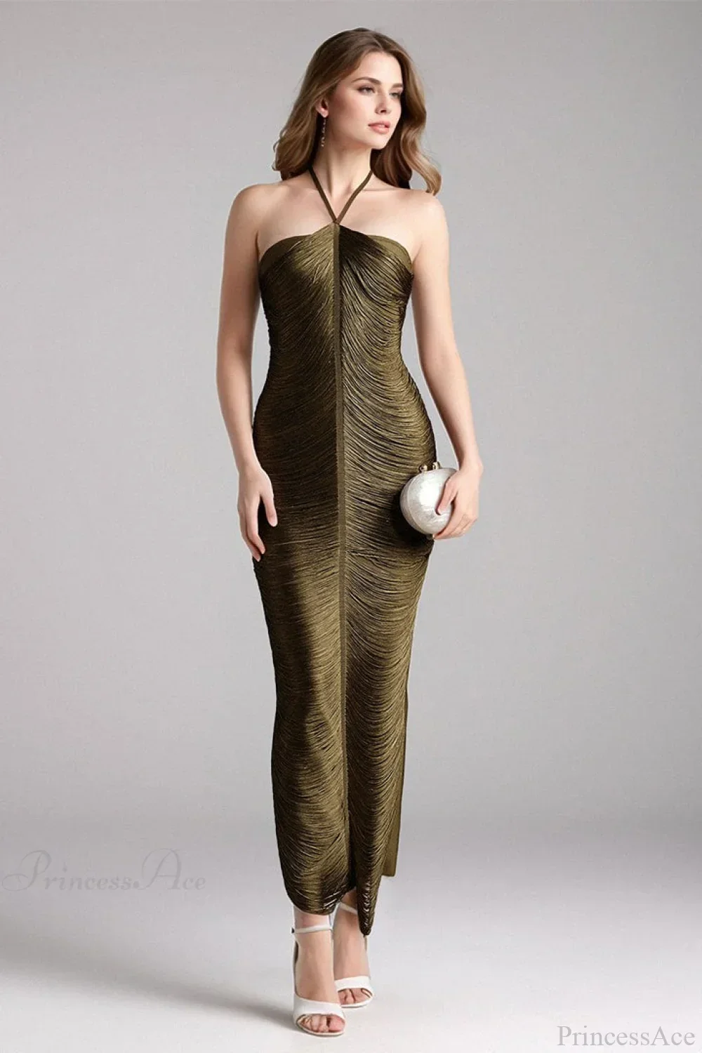 Sleeveless Halter Tassel Fitted Evening Dress - Image 5