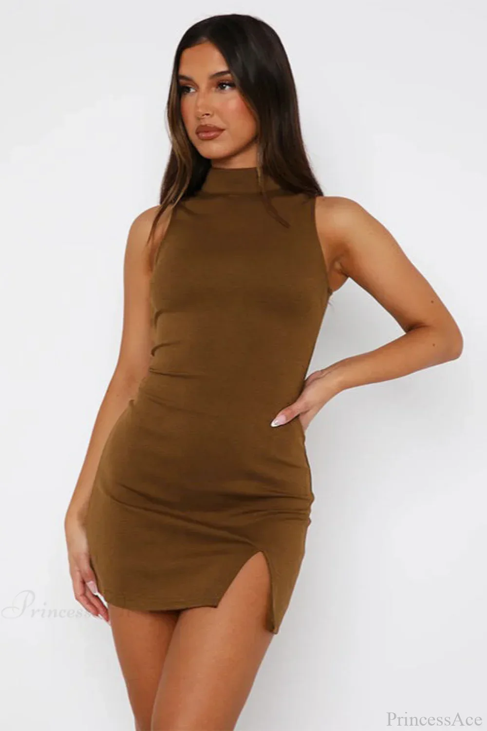 Sleeveless Slit Slim Elegant Mini Dress - Image 4