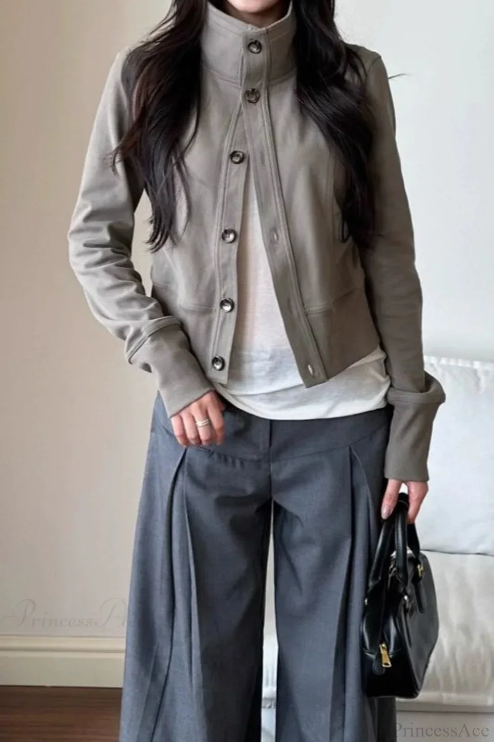 Slim Cropped Turtleneck Casual Jacket - Image 4