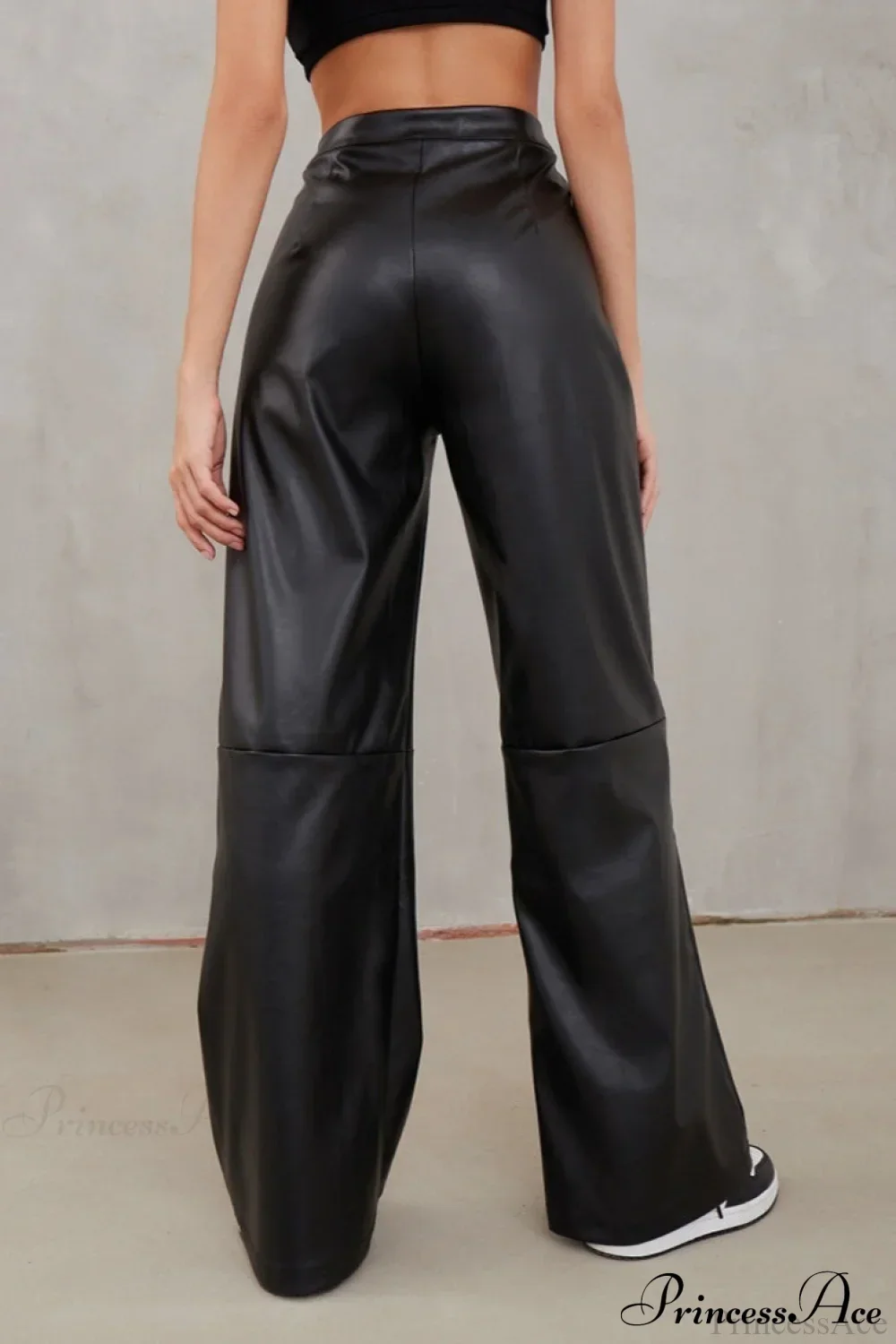 Slim Faux Leather High Waist Wide Leg Pants - Image 3